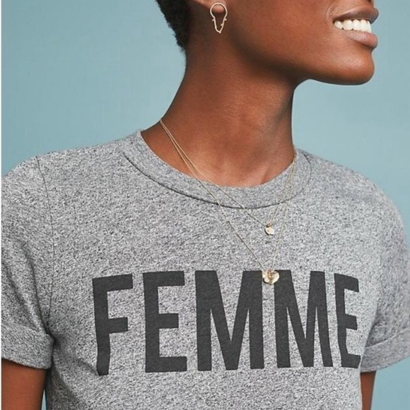 Anthropology Sol Angeles graphic tee FEMME Grey XS - Picture 3 of 5